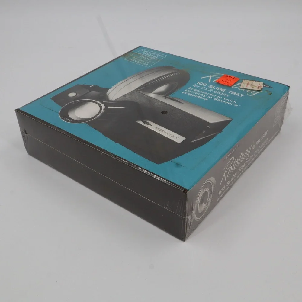 Vintage Sawyer's Rototray 100 Slide Tray Black 2x2 Vintage Projector NEW Sealed